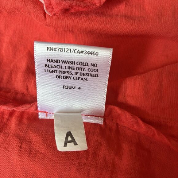 EILEEN FISHER Orange Red Lory Rumpled Cotton Steel Hooded Jacket Small Lagenlook - Picture 13 of 13